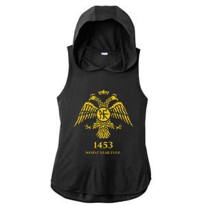 1453 Funny Fall Of Constantinople Byzantine Ladies PosiCharge Tri-Blend Wicking Draft Hoodie Tank