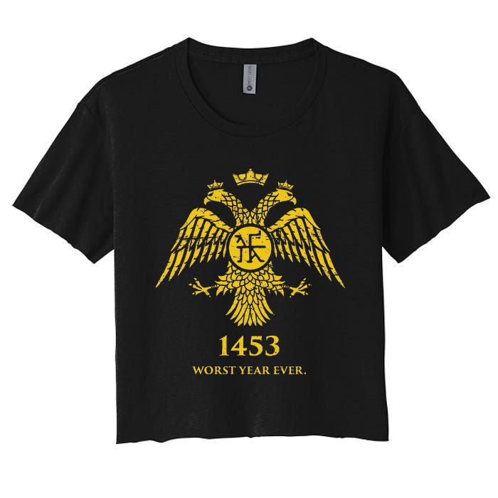 1453 Funny Fall Of Constantinople Byzantine Women's Crop Top Tee