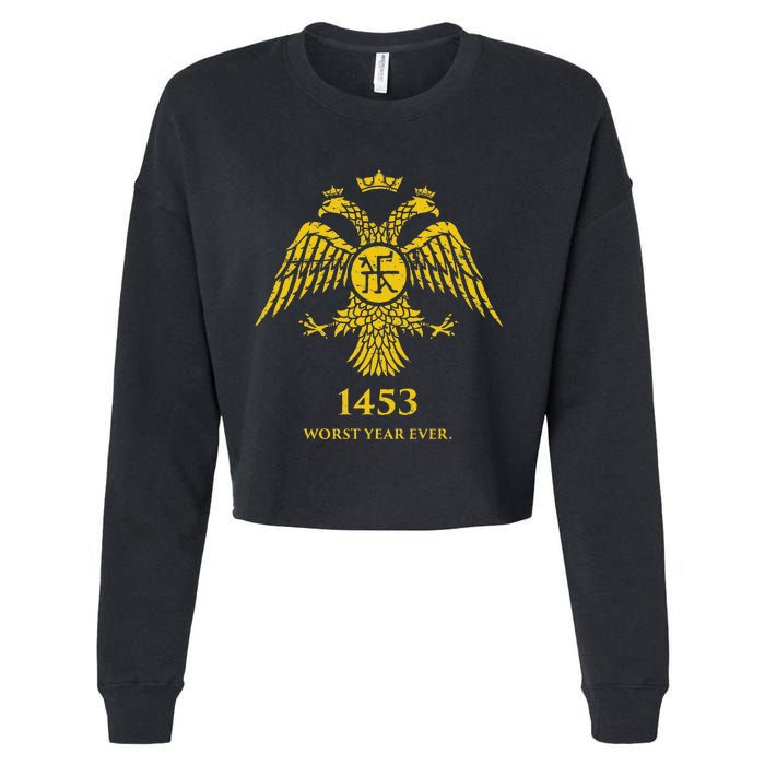 1453 Funny Fall Of Constantinople Byzantine Cropped Pullover Crew