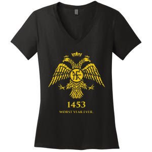 1453 Funny Fall Of Constantinople Byzantine Women's V-Neck T-Shirt