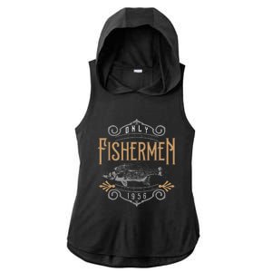 1956 Finest Fisherman 65 Year Old 65th Birthday Fishing Ladies PosiCharge Tri-Blend Wicking Draft Hoodie Tank