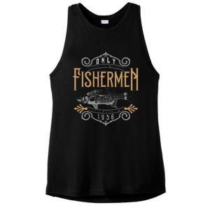 1956 Finest Fisherman 65 Year Old 65th Birthday Fishing Ladies PosiCharge Tri-Blend Wicking Tank