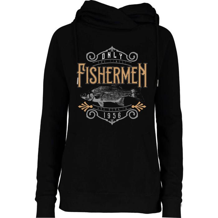 1956 Finest Fisherman 65 Year Old 65th Birthday Fishing Womens Funnel Neck Pullover Hood