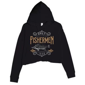 1956 Finest Fisherman 65 Year Old 65th Birthday Fishing Crop Fleece Hoodie