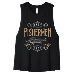 1956 Finest Fisherman 65 Year Old 65th Birthday Fishing Women's Racerback Cropped Tank