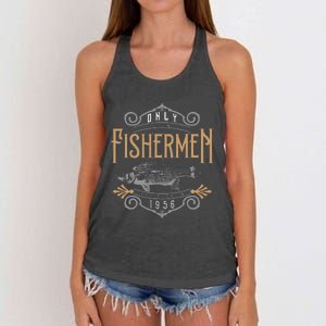 1956 Finest Fisherman 65 Year Old 65th Birthday Fishing Women's Knotted Racerback Tank