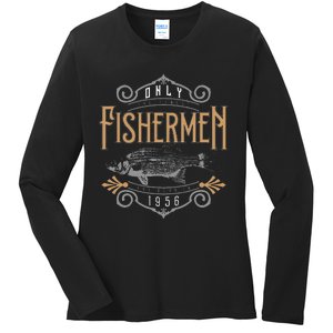 1956 Finest Fisherman 65 Year Old 65th Birthday Fishing Ladies Long Sleeve Shirt