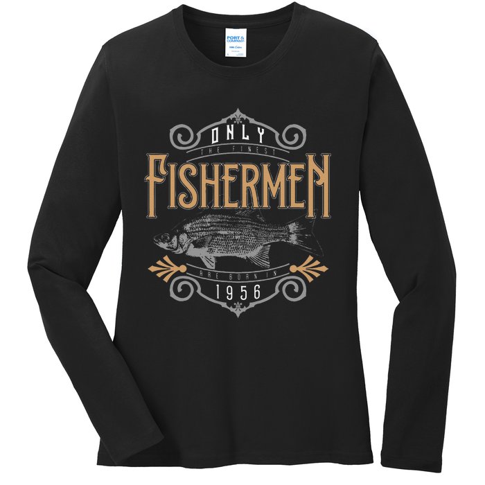 1956 Finest Fisherman 65 Year Old 65th Birthday Fishing Ladies Long Sleeve Shirt