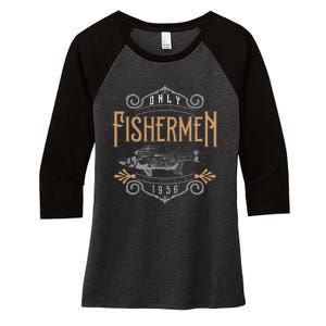 1956 Finest Fisherman 65 Year Old 65th Birthday Fishing Women's Tri-Blend 3/4-Sleeve Raglan Shirt