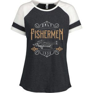 1956 Finest Fisherman 65 Year Old 65th Birthday Fishing Enza Ladies Jersey Colorblock Tee