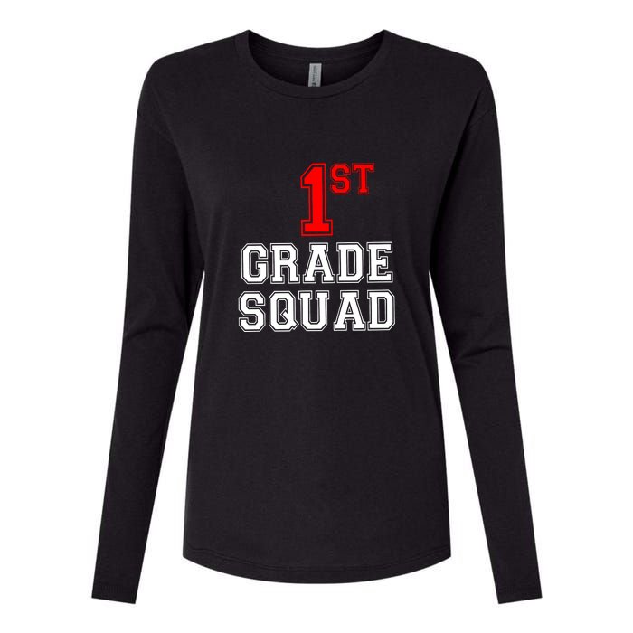 1st First Grade Squad Back To School Teacher Gift Womens Cotton Relaxed Long Sleeve T-Shirt