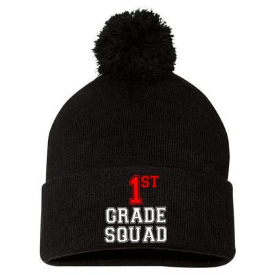 1st First Grade Squad Back To School Teacher Gift Pom Pom 12in Knit Beanie