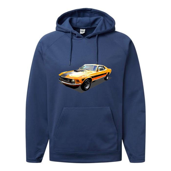 1970 Ford Mustang Mach I, Ideal Birthday Present Or Gift Performance Fleece Hoodie