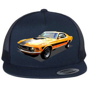 1970 Ford Mustang Mach I, Ideal Birthday Present Or Gift Flat Bill Trucker Hat