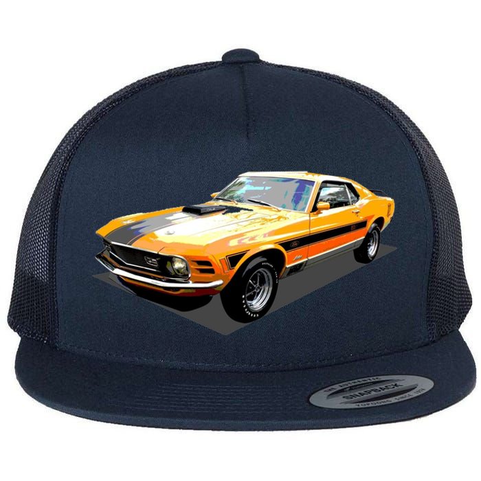 1970 Ford Mustang Mach I, Ideal Birthday Present Or Gift Flat Bill Trucker Hat