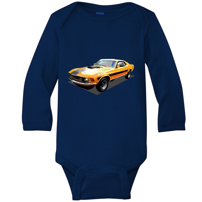 1970 Ford Mustang Mach I, Ideal Birthday Present Or Gift Baby Long Sleeve Bodysuit