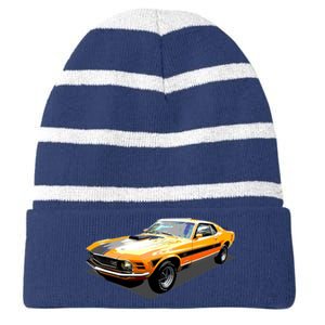 1970 Ford Mustang Mach I, Ideal Birthday Present Or Gift Striped Beanie with Solid Band