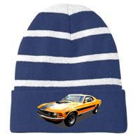 1970 Ford Mustang Mach I, Ideal Birthday Present Or Gift Striped Beanie with Solid Band