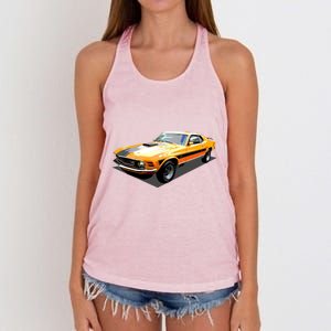 1970 Ford Mustang Mach I, Ideal Birthday Present Or Gift Women's Knotted Racerback Tank