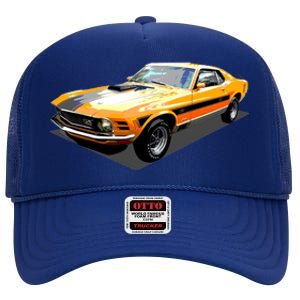 1970 Ford Mustang Mach I, Ideal Birthday Present Or Gift High Crown Mesh Back Trucker Hat