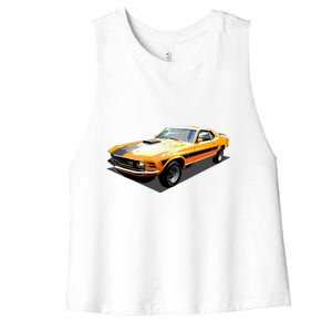 1970 Ford Mustang Mach I, Ideal Birthday Present Or Gift Women's Racerback Cropped Tank