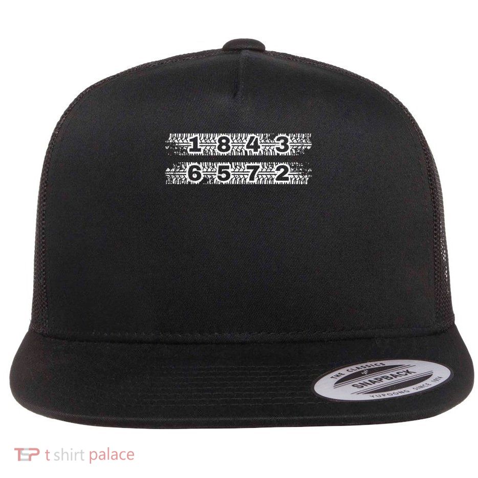18436572 Firing Order Outfit Gearhead V8 Engine Automotive Flat Bill Trucker Hat