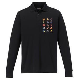 15 Fears Risograph Icons Performance Long Sleeve Polo