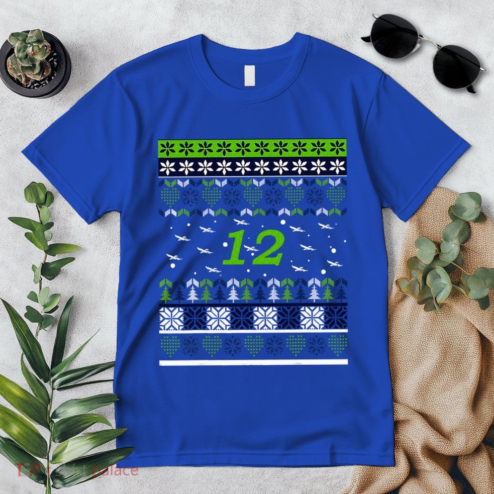 12 Flying Seahawks Ugly Christmas Sweater  Premium T-Shirt