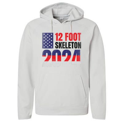 12 Foot Skeleton 2024 Giant Skelly Election Humor Usa Performance Fleece Hoodie