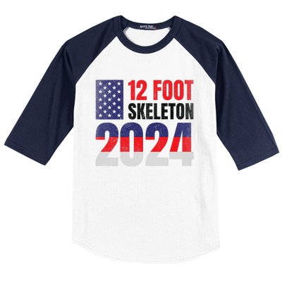 12 Foot Skeleton 2024 Giant Skelly Election Humor Usa Baseball Sleeve Shirt