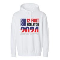 12 Foot Skeleton 2024 Giant Skelly Election Humor Usa Garment-Dyed Fleece Hoodie