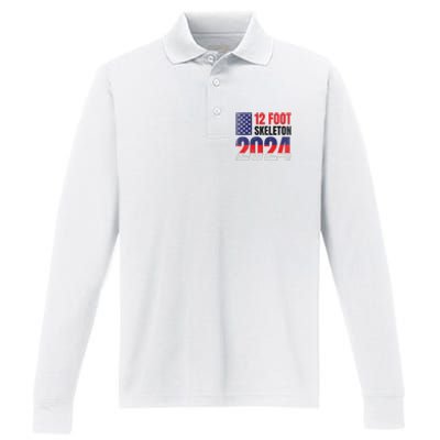 12 Foot Skeleton 2024 Giant Skelly Election Humor Usa Performance Long Sleeve Polo