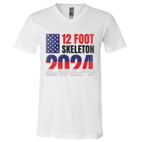 12 Foot Skeleton 2024 Giant Skelly Election Humor Usa V-Neck T-Shirt