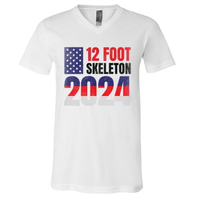 12 Foot Skeleton 2024 Giant Skelly Election Humor Usa V-Neck T-Shirt