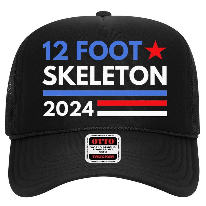 12 Foot Skeleton 2024 Giant Skelly Funny Election Humor High Crown Mesh Back Trucker Hat