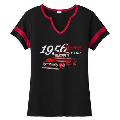 1956 F100 Streetrod Pickup Truck Vintage Pick Up Car Guys Ladies Halftime Notch Neck Tee