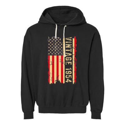 1954 Gifts 70 Years Old American Flag Garment-Dyed Fleece Hoodie