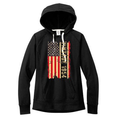 1954 Gifts 70 Years Old American Flag Women's Fleece Hoodie