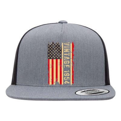 1954 Gifts 70 Years Old American Flag Flat Bill Trucker Hat