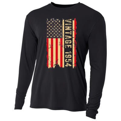 1954 Gifts 70 Years Old American Flag Cooling Performance Long Sleeve Crew