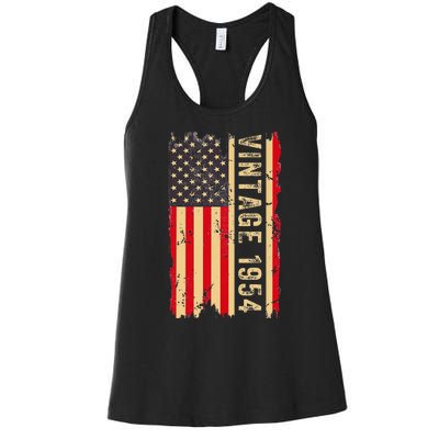 1954 Gifts 70 Years Old American Flag Women's Racerback Tank