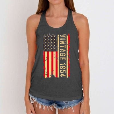 1954 Gifts 70 Years Old American Flag Women's Knotted Racerback Tank