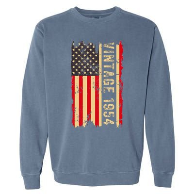 1954 Gifts 70 Years Old American Flag Garment-Dyed Sweatshirt