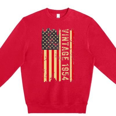 1954 Gifts 70 Years Old American Flag Premium Crewneck Sweatshirt