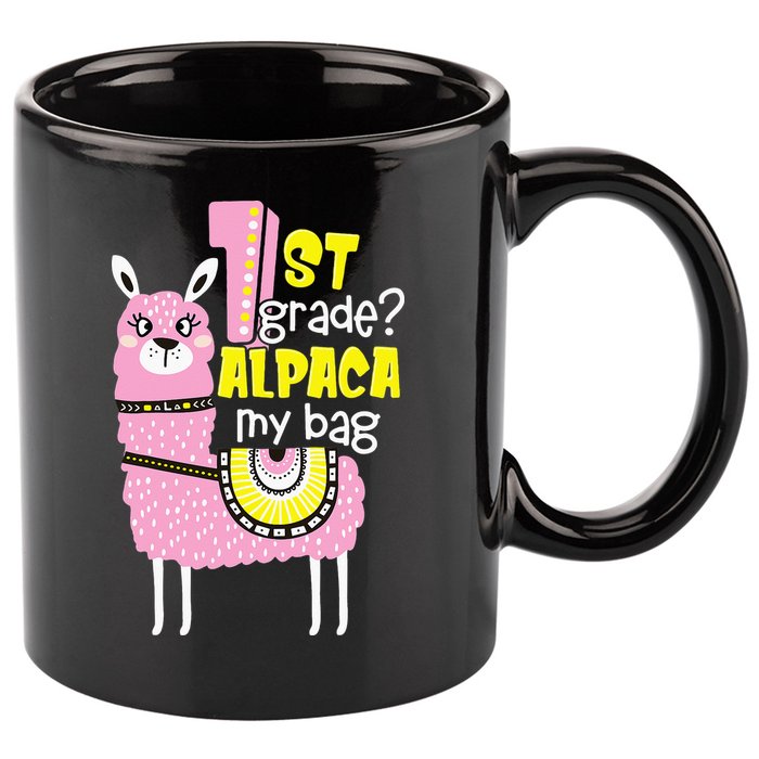 1st grade Alpaca my bag 1st day Loves Alpacas 11oz C Handle Ceramic Mug