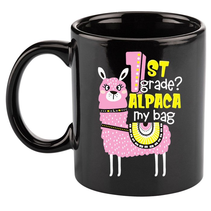 1st grade Alpaca my bag 1st day Loves Alpacas 11oz C Handle Ceramic Mug