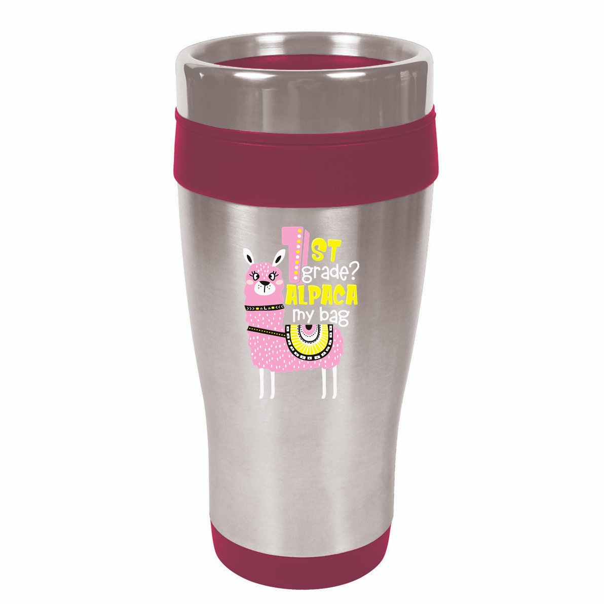 1st grade Alpaca my bag 1st day Loves Alpacas 16oz Travel Tumbler