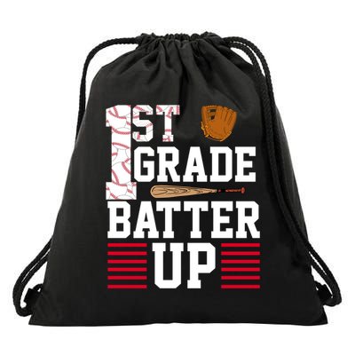 1st Grade Batter Up Drawstring Bag