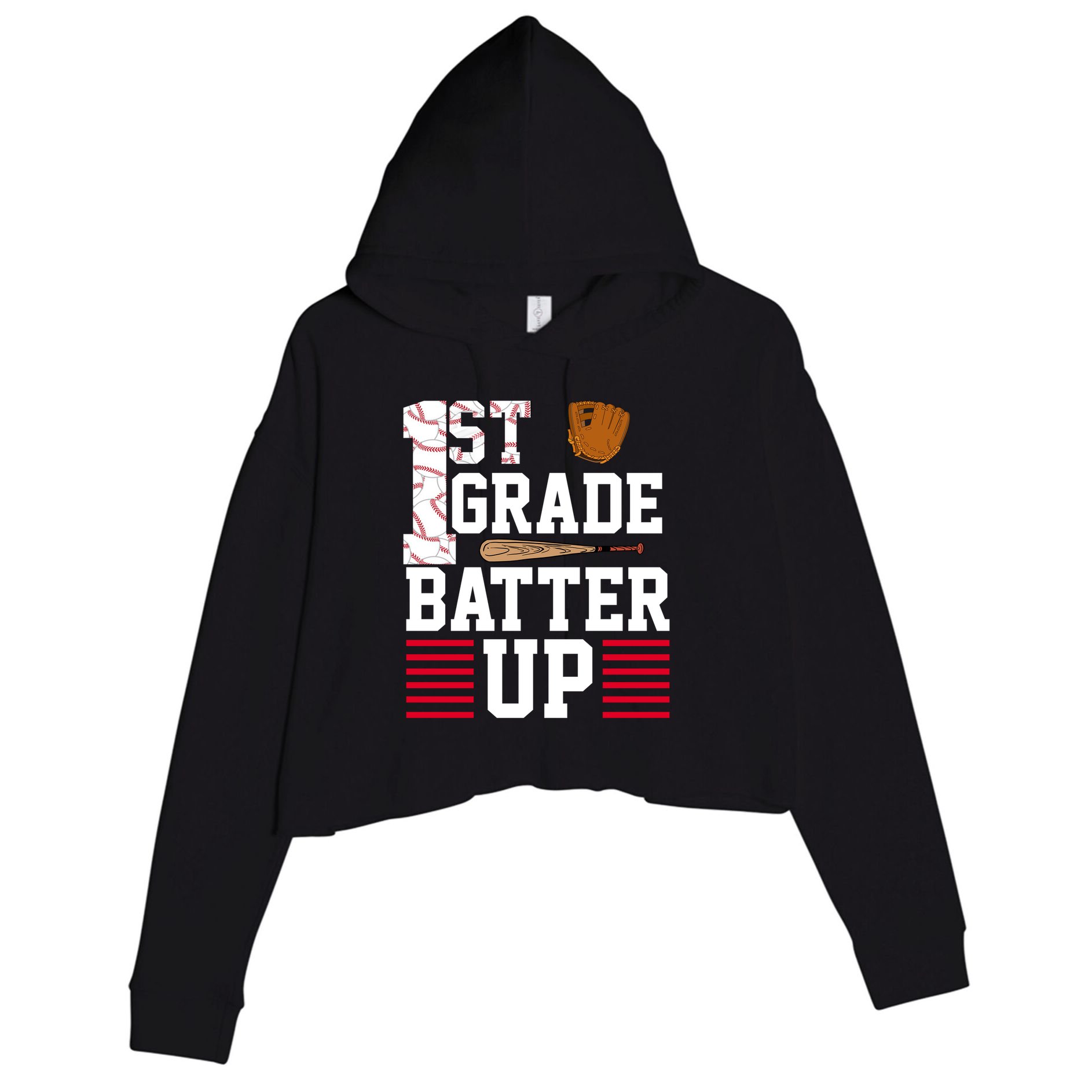 1st Grade Batter Up Crop Fleece Hoodie