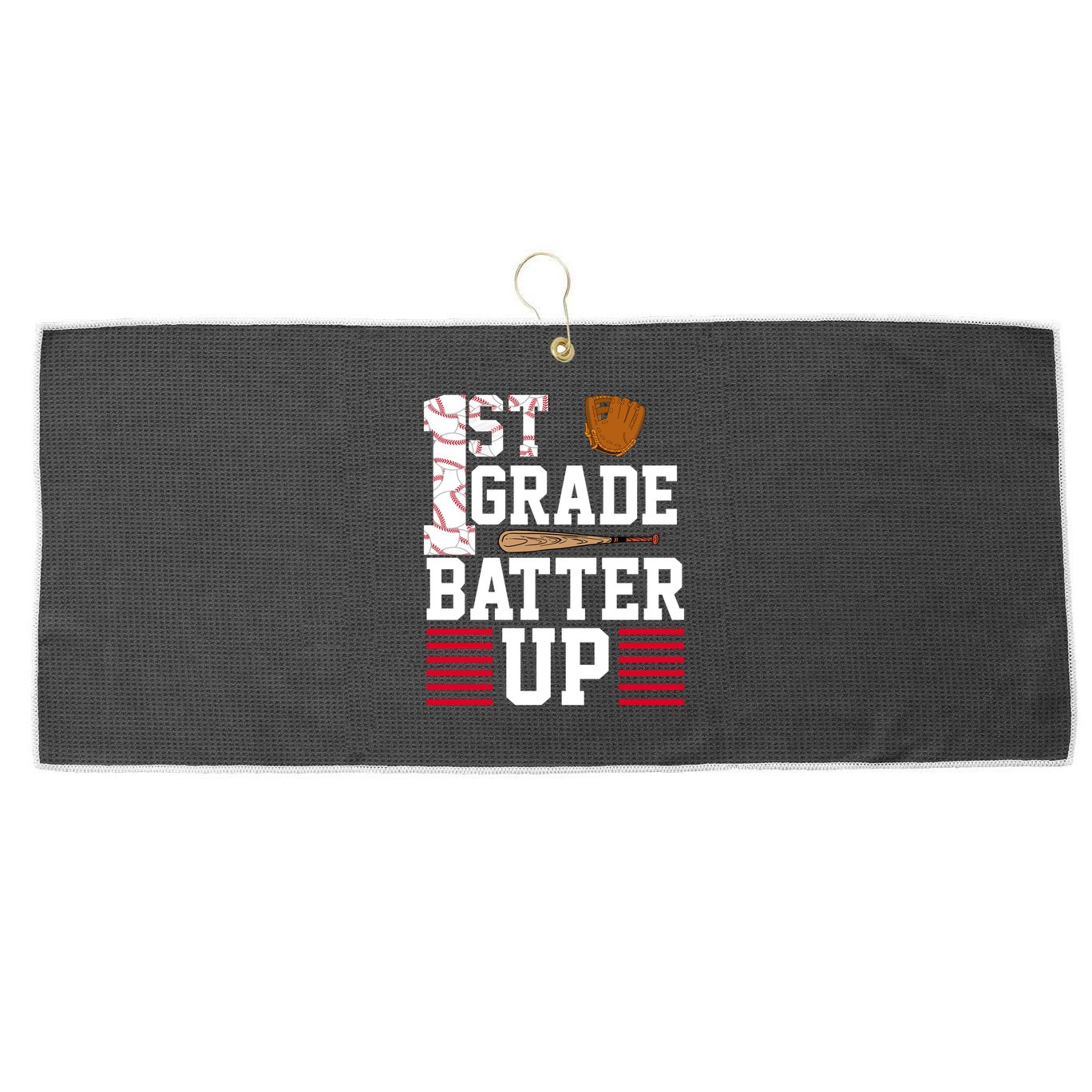 1st Grade Batter Up Large Microfiber Waffle Golf Towel